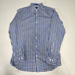 Banana Republic Button Up Grant Fit Size M Blue and Black Check Non-Iron